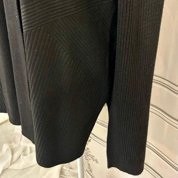 Black Cardigan Sweater, LS Open, Ribbed Design, New with Tags - Picture 3 of 9
